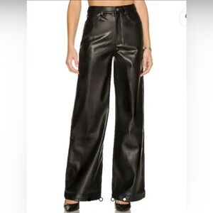 WeWoreWhat Vegan Leather Dad Jean High Waist Wide Leg Pants Black Size 28
